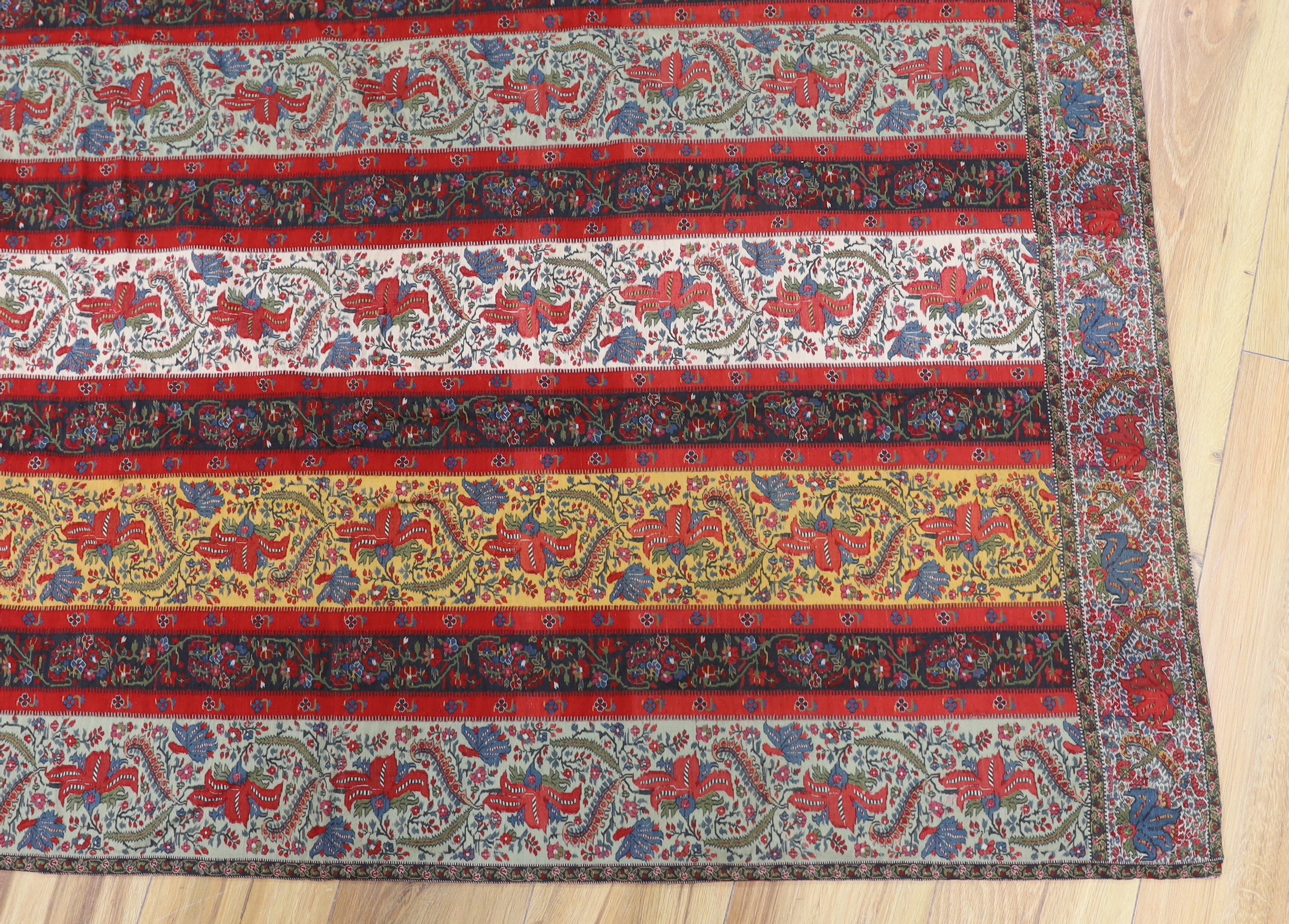 A fine Indian shawl, cut into a cloth, 19th century